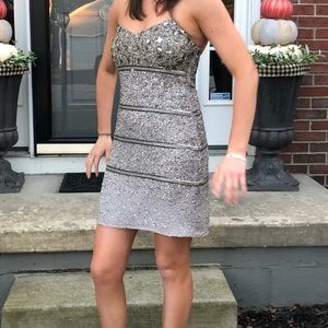 Aidan mattox silver beaded Homecoming dress